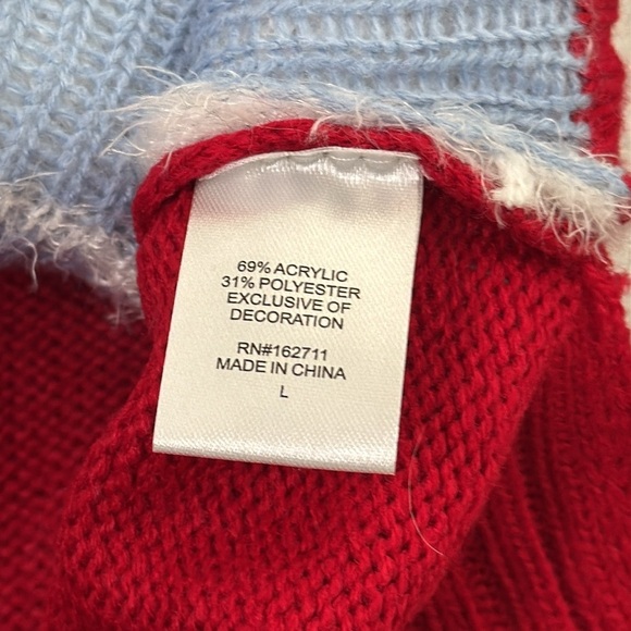 NWT Christmas Sweater Santa by a fire with a camper with Sequins sz Large - Picture 12 of 15